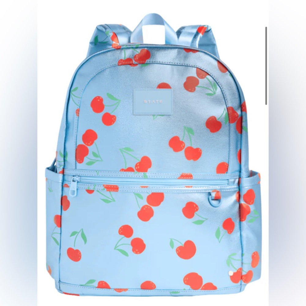 STATE Kids Backpack with Cherry Print - Blue and Red